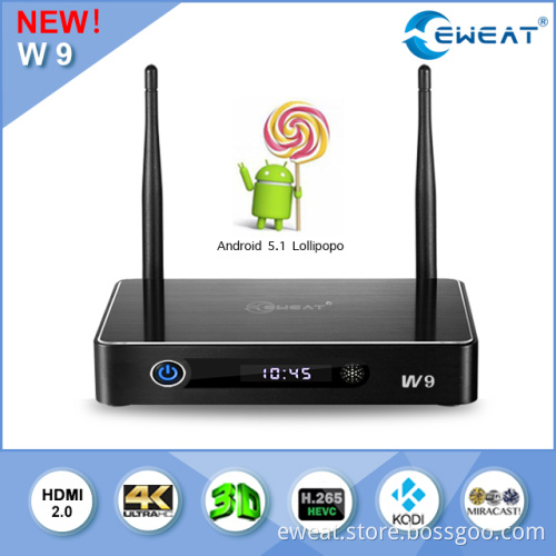 Best Selling Kodi16.0 W9 Amlogic S905 Quad Core Andorid 5.1 Smart TV Box 1GB/8GB 2.4+5.8GHz WiFi H.265 Full HD
